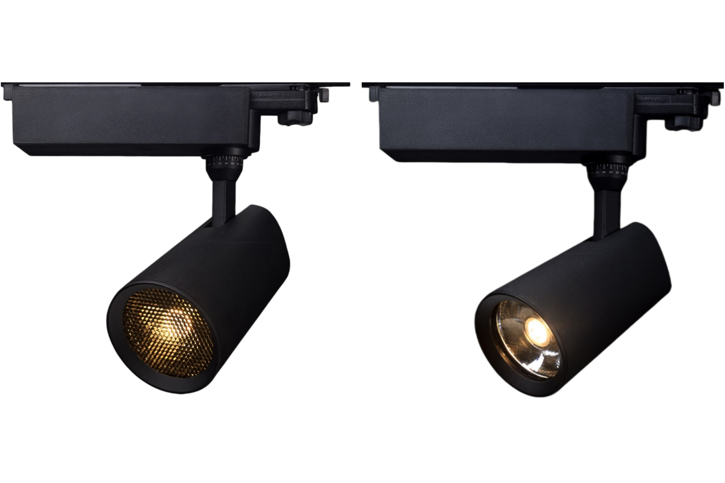 Honeycomb louvre versus deep cup reflector anti-glare LED track light head
