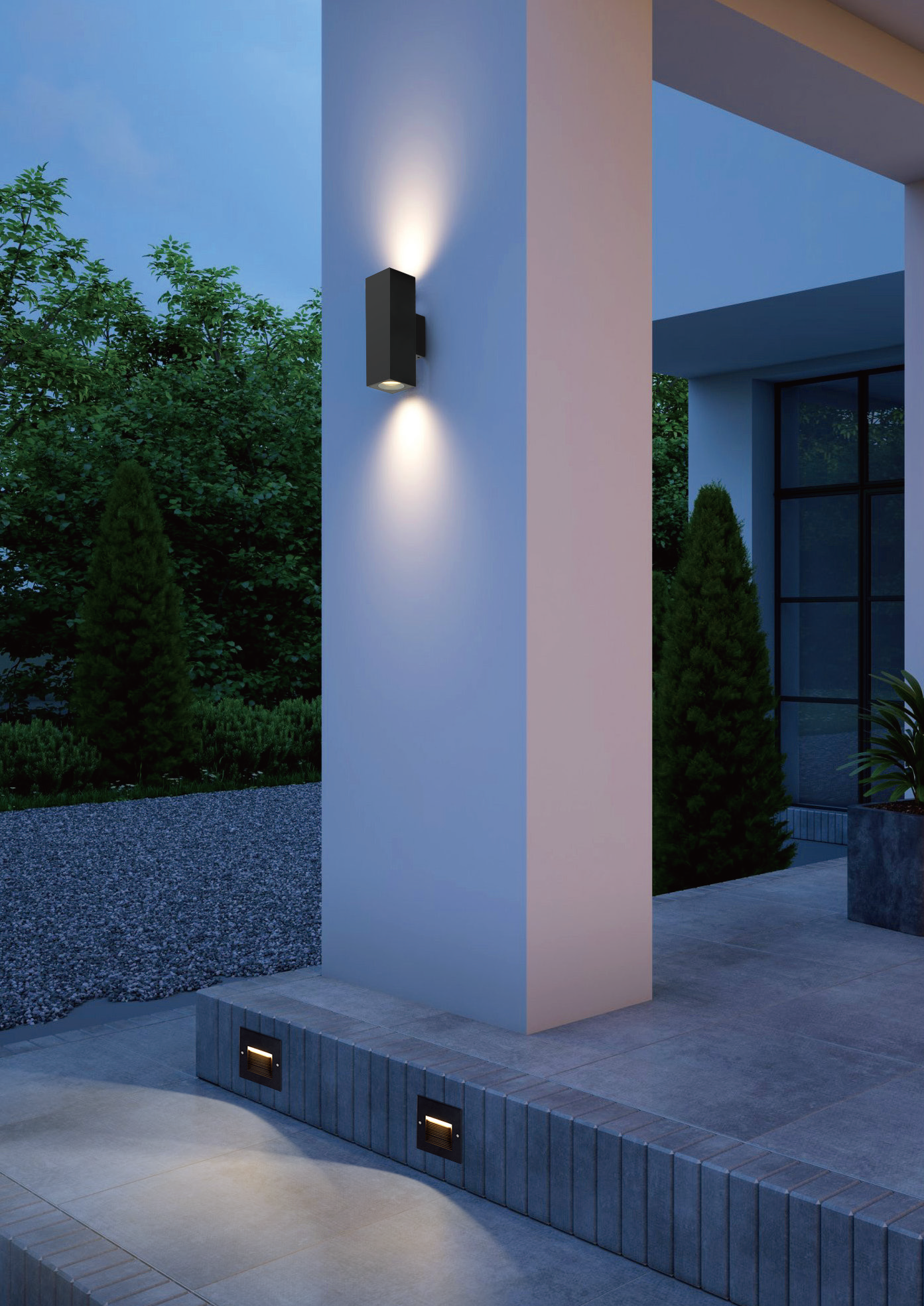 Modern outdoor square wall lights CREE LED dimmable DALI DMX512 for hotel facade and building entrance Modern outdoor square wall lights CREE LED dimmable DALI DMX512 for hotel facade and building entrance