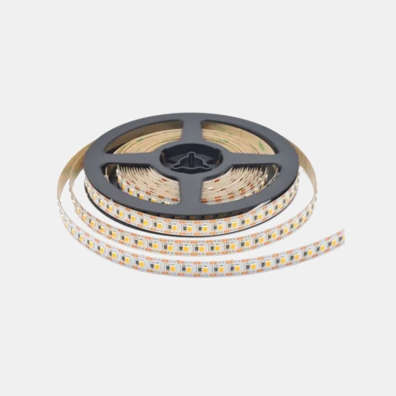 Flexible LED strip light continuously illuminating architectural details, a versatile commercial lighting solution for cove and under-cabinet applications.