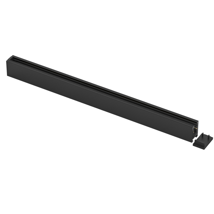 47 URC1000B 5mm slim track rail cover in Sand Black finish, complete with mounting end-caps for a refined architectural look.