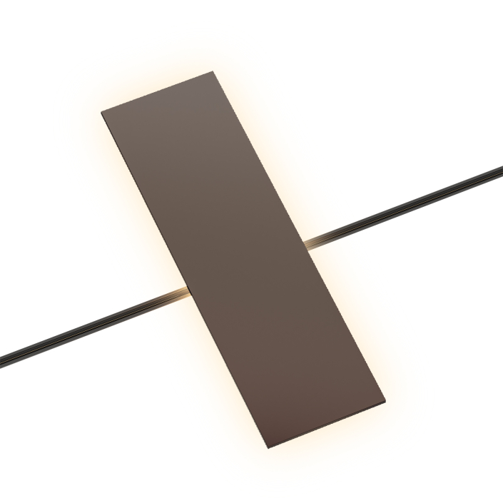 54 Brown rectangular wall sconce featuring 48V dimmable technology for sophisticated commercial hospitality environments.