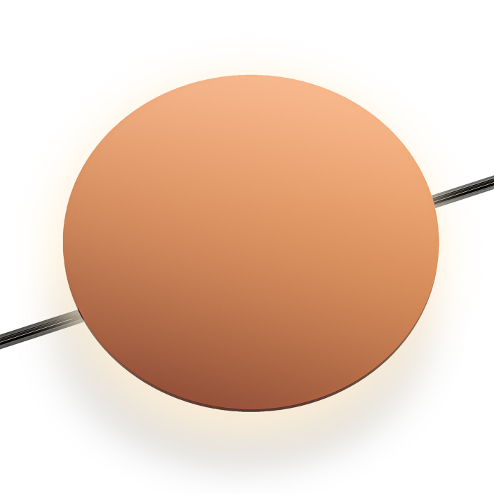 63 Orange sleek circular wall sconce offering a 360° soft ambient glow for upscale boutique hotel suites.