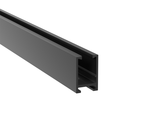 URC1000B 5mm slim track rail cover shown in profile, designed to encase the internal PC channel and copper conductors.