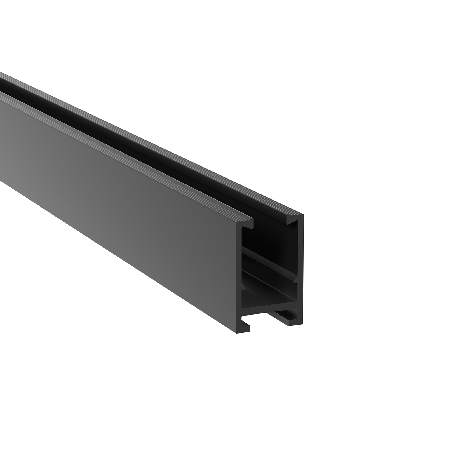 URC1000B 5mm slim track rail cover shown in profile, designed to encase the internal PC channel and copper conductors.