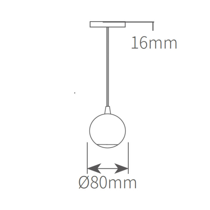 Technical dimension drawing of MP8006 80mm globe pendant light