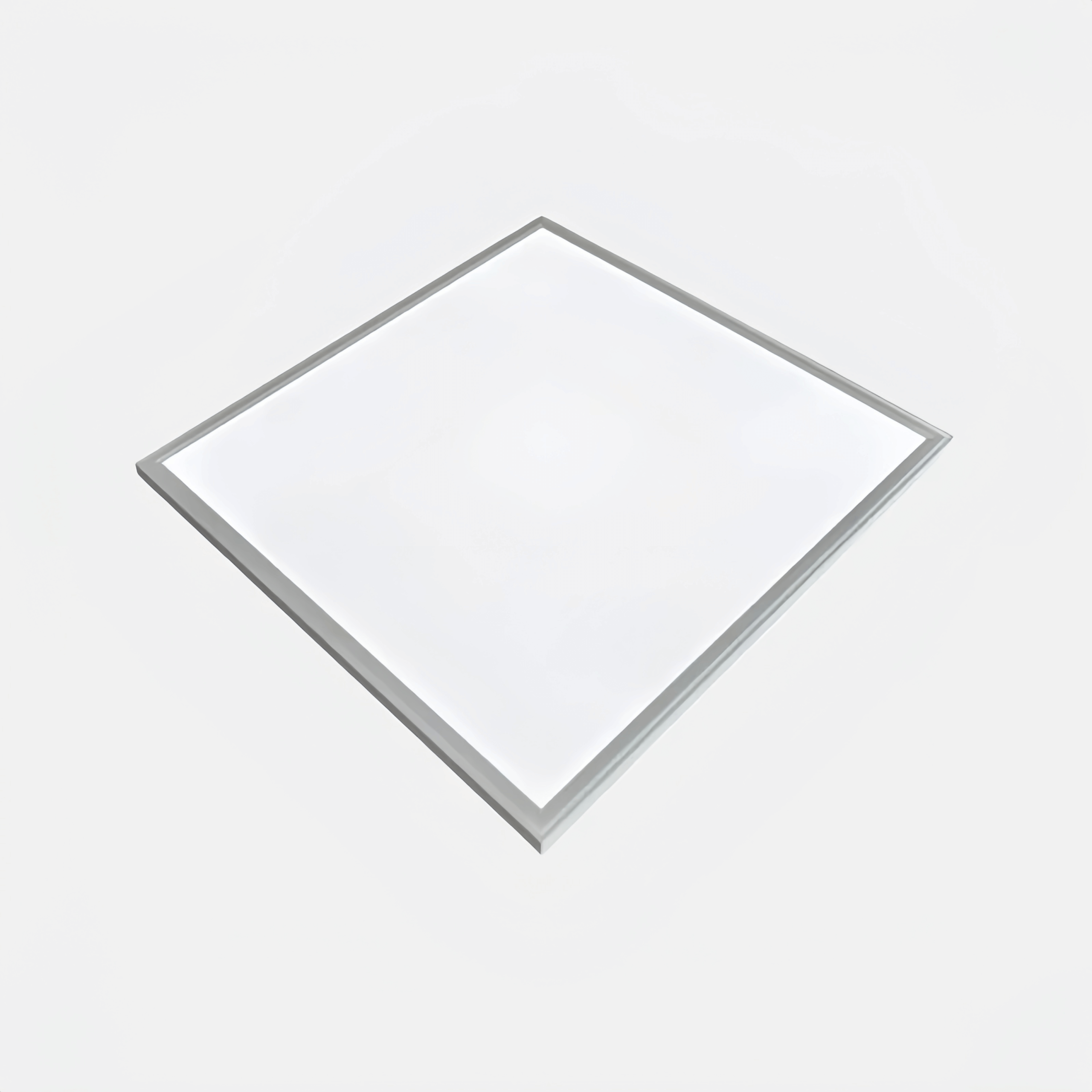 Sleek LED flat panel with a minimalist aesthetic, seamlessly integrating into commercial lighting grids for open-plan offices.
