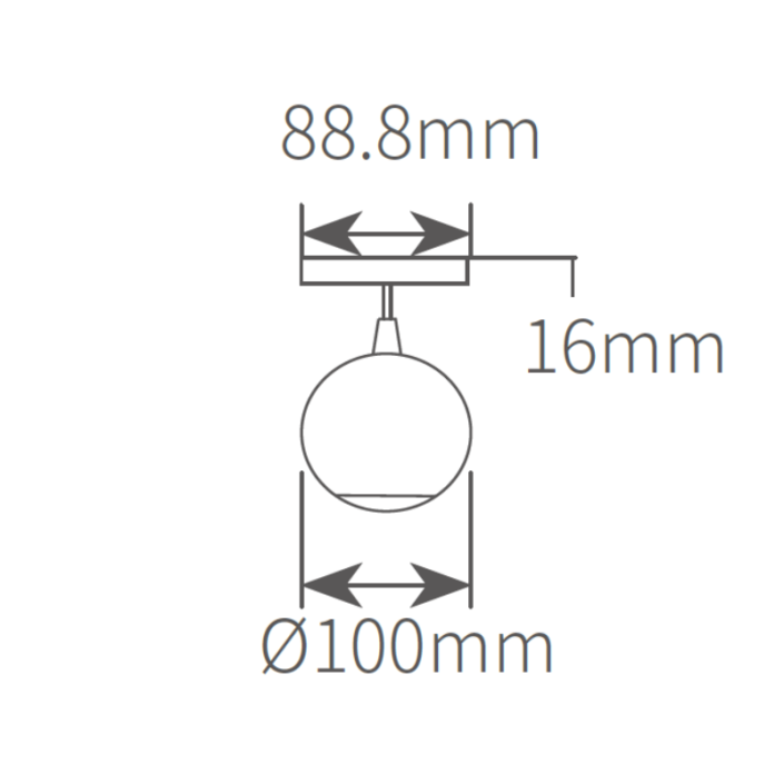SMB1004-size Technical dimension drawing of UMB1004 100mm thin line globe light