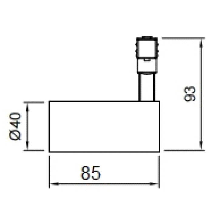 UMS4005-size Technical dimension drawing of UMS4005 D40mm mini led track spotlight